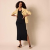 Amazon Essentials Women’s Jersey Standard-Fit Short-Sleeve Crewneck Side Slit Maxi Dress(Black)