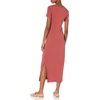 Amazon Essentials Women’s Jersey Standard-Fit Short-Sleeve Crewneck Side Slit Maxi Dress(Brick Red)