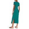 Amazon Essentials Women’s Jersey Standard-Fit Short-Sleeve Crewneck Side Slit Maxi Dress(Dark Emerald Green)