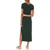 Amazon Essentials Women’s Jersey Standard-Fit Short-Sleeve Crewneck Side Slit Maxi Dress(Deep Green)