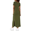 Amazon Essentials Women’s Jersey Standard-Fit Short-Sleeve Crewneck Side Slit Maxi Dress(Forest Green)