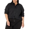 Amazon Essentials Women’s Long Sleeve Button Down Stretch Oxford Shirt (Available in Plus Size)(Black)