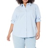 Amazon Essentials Women’s Long Sleeve Button Down Stretch Oxford Shirt (Available in Plus Size)(Blue)