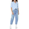 Amazon Essentials Women’s Long Sleeve Button Down Stretch Oxford Shirt (Available in Plus Size)(Blue)