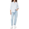 Amazon Essentials Women’s Long Sleeve Button Down Stretch Oxford Shirt (Available in Plus Size)(Blue White Vertical Stripe)