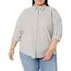 Amazon Essentials Women’s Long Sleeve Button Down Stretch Oxford Shirt (Available in Plus Size)(Grey)