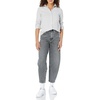 Amazon Essentials Women’s Long Sleeve Button Down Stretch Oxford Shirt (Available in Plus Size)(Grey/White  Stripe)