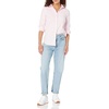 Amazon Essentials Women’s Long Sleeve Button Down Stretch Oxford Shirt (Available in Plus Size)(Light Pink White Stripe)