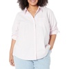 Amazon Essentials Women’s Long Sleeve Button Down Stretch Oxford Shirt (Available in Plus Size)(Pink/White  Stripe)