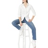 Amazon Essentials Women’s Long Sleeve Button Down Stretch Oxford Shirt (Available in Plus Size)(White)