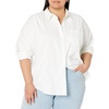 Amazon Essentials Women’s Long Sleeve Button Down Stretch Oxford Shirt (Available in Plus Size)(White)