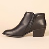 Amazon Essentials Women’s Low Heel Ankle Boots with Side Zipper, Stacked Block Heel(Black Faux Leather)
