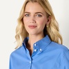 Amazon Essentials Women’s Oversized-Fit Cropped Cotton Stretch Poplin Button-Down Shirt(Blue)