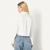 Amazon Essentials Women’s Oversized-Fit Cropped Cotton Stretch Poplin Button-Down Shirt(Bright White)