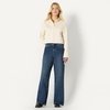 Amazon Essentials Women’s Oversized-Fit Cropped Cotton Stretch Poplin Button-Down Shirt(Cream)