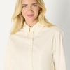 Amazon Essentials Women’s Oversized-Fit Cropped Cotton Stretch Poplin Button-Down Shirt(Cream)