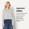 Amazon Essentials Women’s Oversized-Fit Cropped Cotton Stretch Poplin Button-Down Shirt(Ivory Black Stripe)