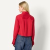 Amazon Essentials Women’s Oversized-Fit Cropped Cotton Stretch Poplin Button-Down Shirt(Red)