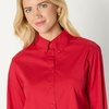 Amazon Essentials Women’s Oversized-Fit Cropped Cotton Stretch Poplin Button-Down Shirt(Red)