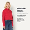 Amazon Essentials Women’s Oversized-Fit Cropped Cotton Stretch Poplin Button-Down Shirt(Red)