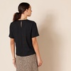 Amazon Essentials Women’s Regular-Fit Georgette Short Sleeve Top(Black)