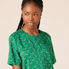 Amazon Essentials Women’s Regular-Fit Georgette Short Sleeve Top(Green White Floral)