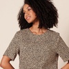 Amazon Essentials Women’s Regular-Fit Georgette Short Sleeve Top(Taupe Leopard)