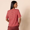 Amazon Essentials Women’s Regular-Fit Georgette Short Sleeve Top(Tomato Red Ditsy Floral)
