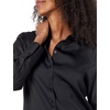 Amazon Essentials Women’s Regular-Fit Long Sleeve Satin Button Down Blouse, Dressy Collared Shirt(Black)