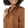 Amazon Essentials Women’s Regular-Fit Long Sleeve Satin Button Down Blouse, Dressy Collared Shirt(Dark Chestnut Brown  Leopard)