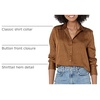 Amazon Essentials Women’s Regular-Fit Long Sleeve Satin Button Down Blouse, Dressy Collared Shirt(Dark Chestnut Brown  Leopard)