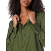 Amazon Essentials Women’s Regular-Fit Long Sleeve Satin Button Down Blouse, Dressy Collared Shirt(Dark Olive)