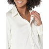 Amazon Essentials Women’s Regular-Fit Long Sleeve Satin Button Down Blouse, Dressy Collared Shirt(Eggshell White)