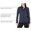 Amazon Essentials Women’s Regular-Fit Long Sleeve Satin Button Down Blouse, Dressy Collared Shirt(Navy)