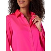 Amazon Essentials Women’s Regular-Fit Long Sleeve Satin Button Down Blouse, Dressy Collared Shirt(Neon Pink)