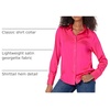 Amazon Essentials Women’s Regular-Fit Long Sleeve Satin Button Down Blouse, Dressy Collared Shirt(Neon Pink)