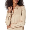Amazon Essentials Women’s Regular-Fit Long Sleeve Satin Button Down Blouse, Dressy Collared Shirt(Tan)