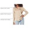 Amazon Essentials Women’s Regular-Fit Long Sleeve Satin Button Down Blouse, Dressy Collared Shirt(Tan)