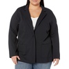 Amazon Essentials Women’s Relaxed-Fit Soft Ponte Blazer(Black)