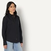 Amazon Essentials Women’s Stretch Poplin Button-Up Dress Shirt(Black)