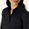 Amazon Essentials Women’s Stretch Poplin Button-Up Dress Shirt(Black)