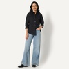 Amazon Essentials Women’s Stretch Poplin Button-Up Dress Shirt(Black)