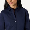 Amazon Essentials Women’s Stretch Poplin Button-Up Dress Shirt(Navy)
