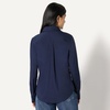 Amazon Essentials Women’s Stretch Poplin Button-Up Dress Shirt(Navy)
