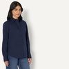 Amazon Essentials Women’s Stretch Poplin Button-Up Dress Shirt(Navy)