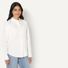 Amazon Essentials Women’s Stretch Poplin Button-Up Dress Shirt(White)
