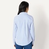 Amazon Essentials Women’s Stretch Poplin Button-Up Dress Shirt(White Blue Mini Stripe)