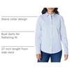 Amazon Essentials Women’s Stretch Poplin Button-Up Dress Shirt(White Blue Mini Stripe)