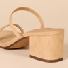 Amazon Essentials Women’s Thin Two Strap Block Heel Sandals with Memory Foam Insole, Non-Slip(Tan)