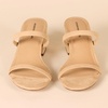 Amazon Essentials Women’s Thin Two Strap Block Heel Sandals with Memory Foam Insole, Non-Slip(Tan)